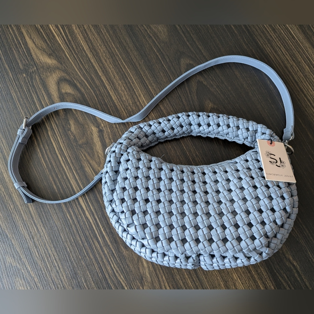 Sincerly Jules Light Blue Woven Shoulder Bag